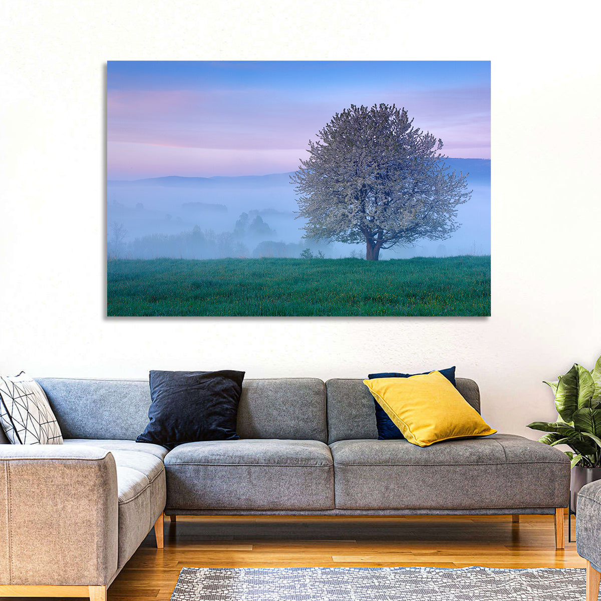 Misty Sumava Mountain Tree Wall Art
