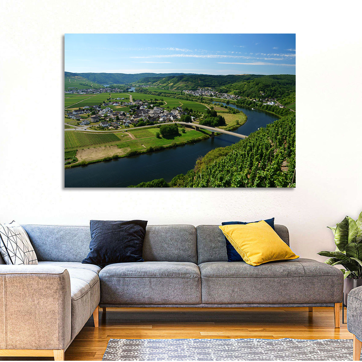 Piesport Moselle River View Wall Art in a room, landscape