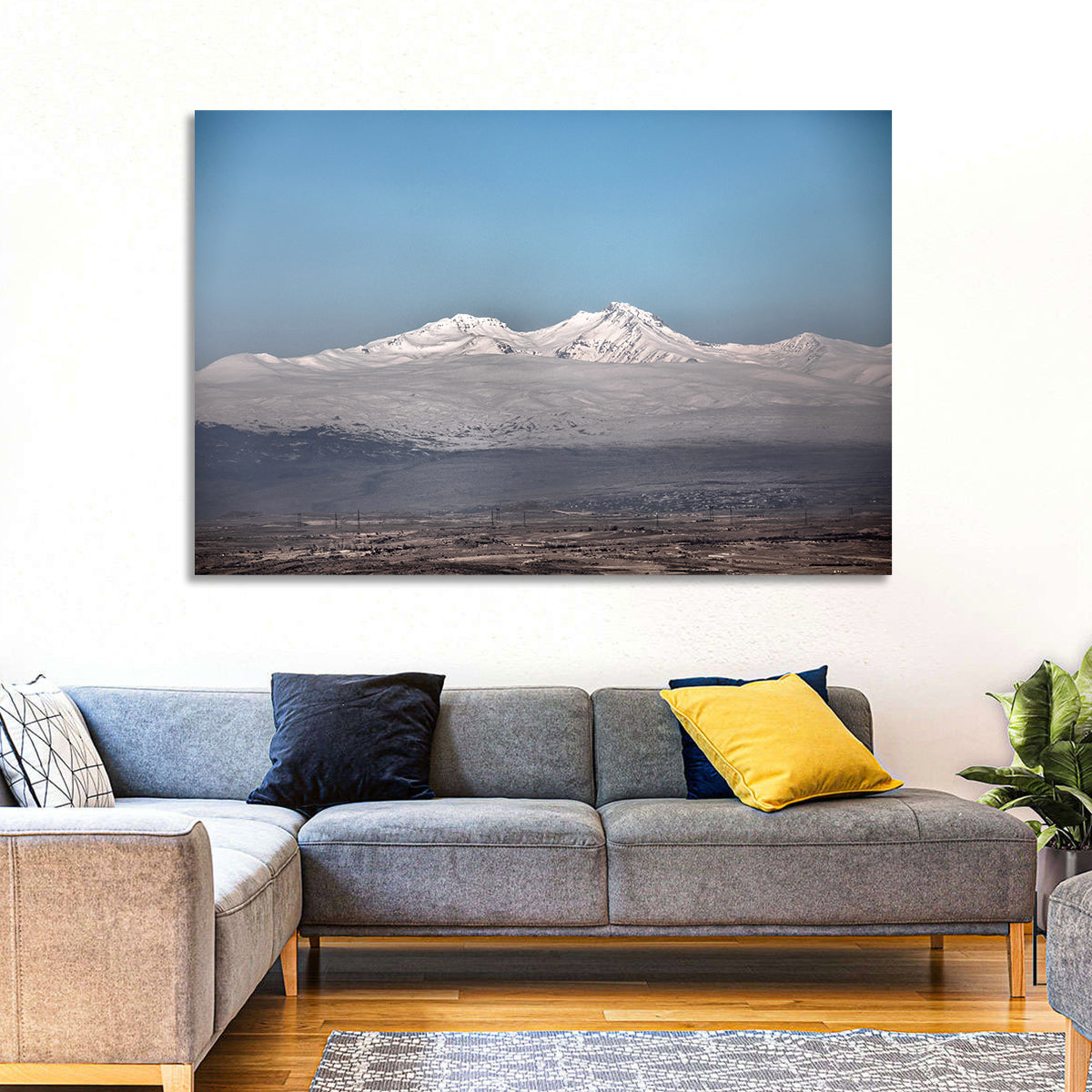 Mount Aragats Winter Landscape Wall Art in a room, landscape