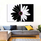 Black and White Daisy with Purple Ring Wall Art
