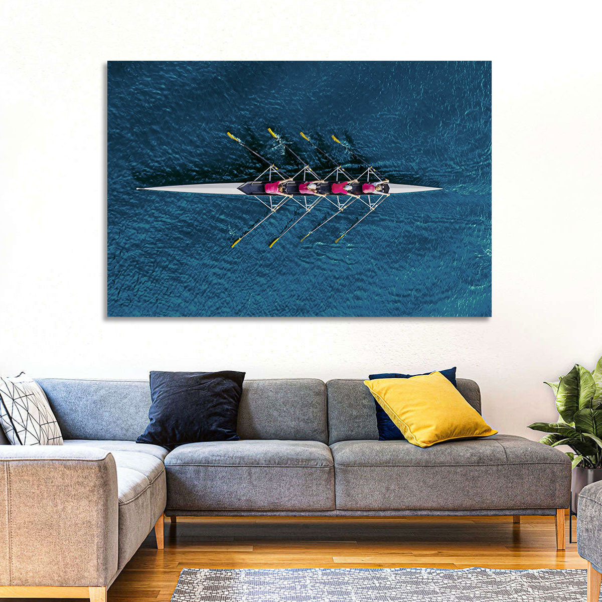 Four Rowers in Pink Shirts Wall Art