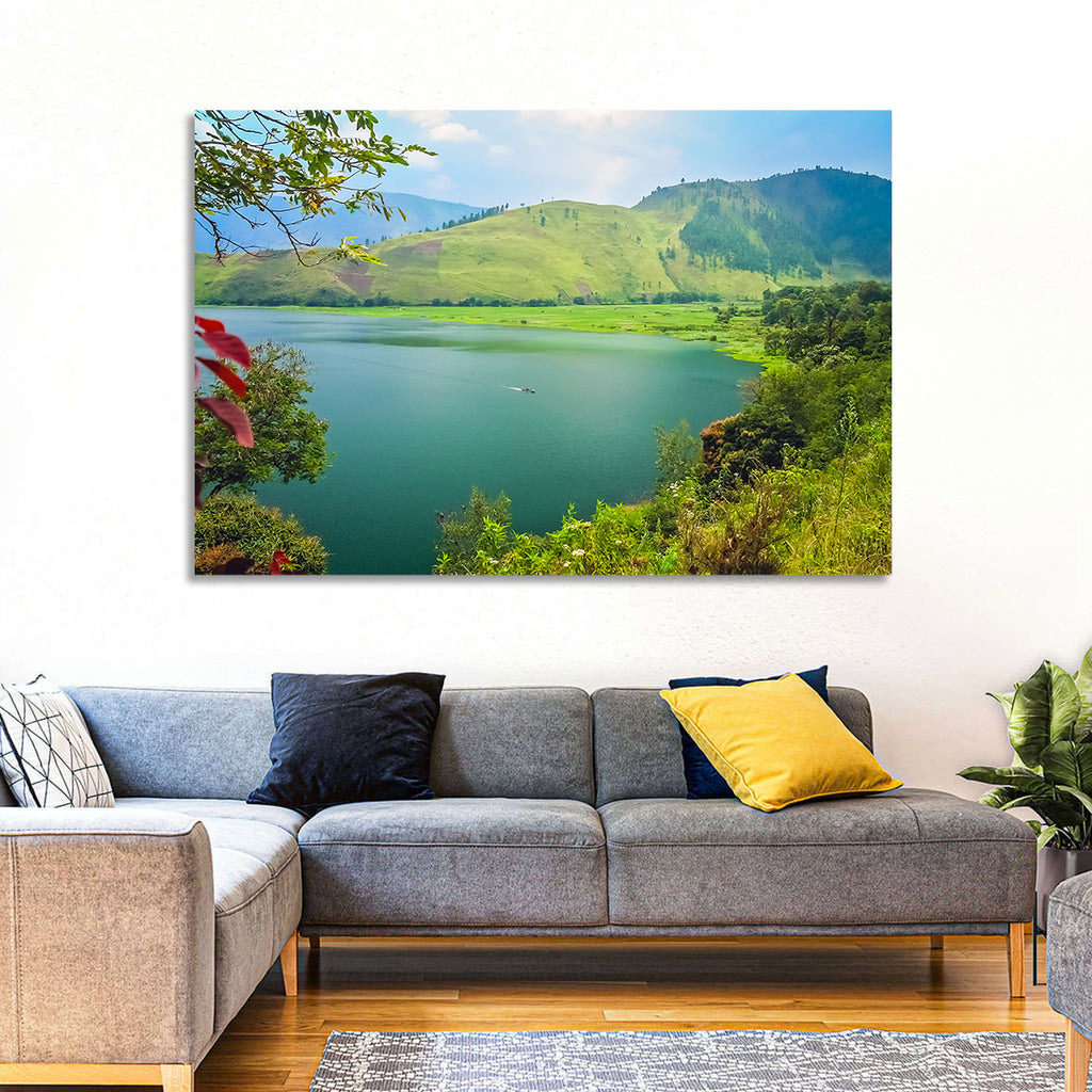 Lake Toba Boat and Hills Wall Art
