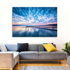 Cloudy Lake Pier at Dusk Wall Art
