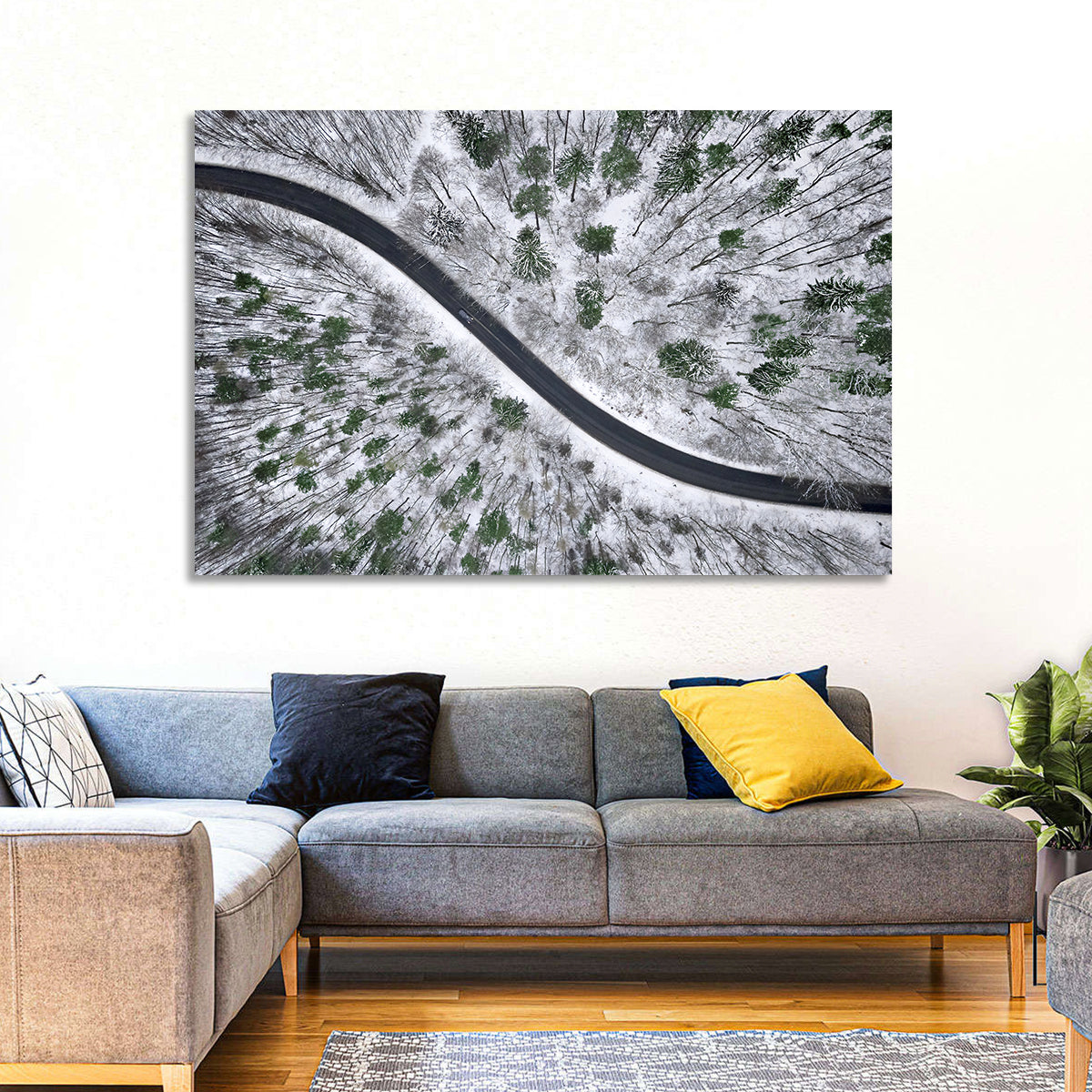 Snowy Forest Road Wall Art