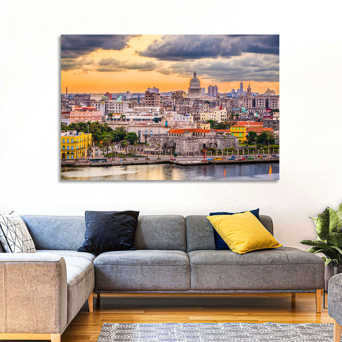 Havana Waterfront at Sunset Wall Art