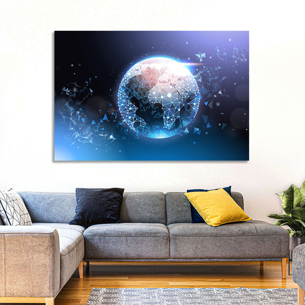 Wireframe Globe Network Wall Art