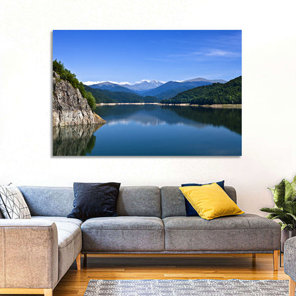 Cliffside Mountain Lake Reflection Wall Art