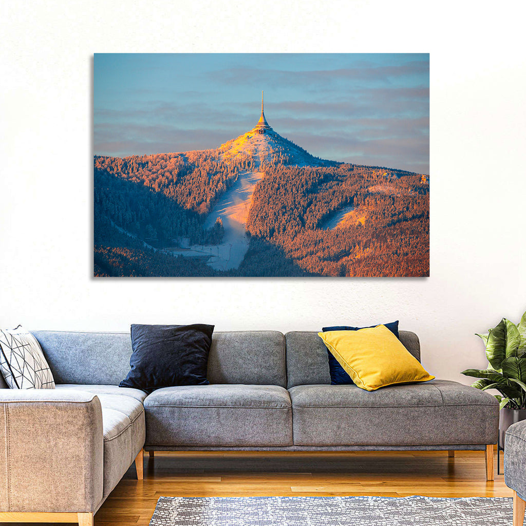 Ještěd Summit at Golden Hour Wall Art