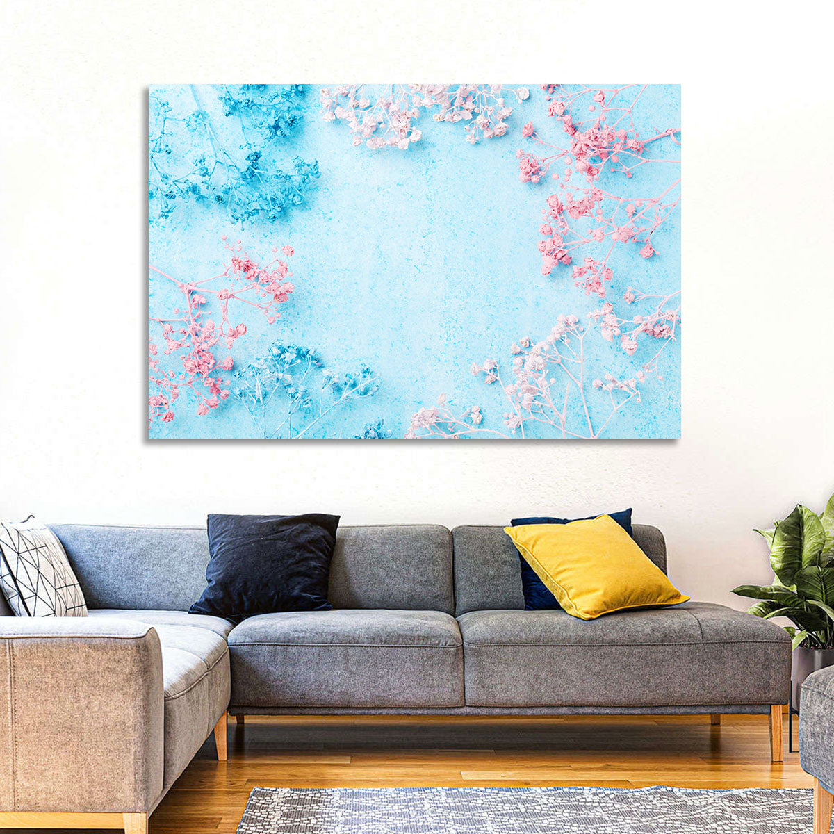 Dyed Babys Breath Arrangement Wall Art