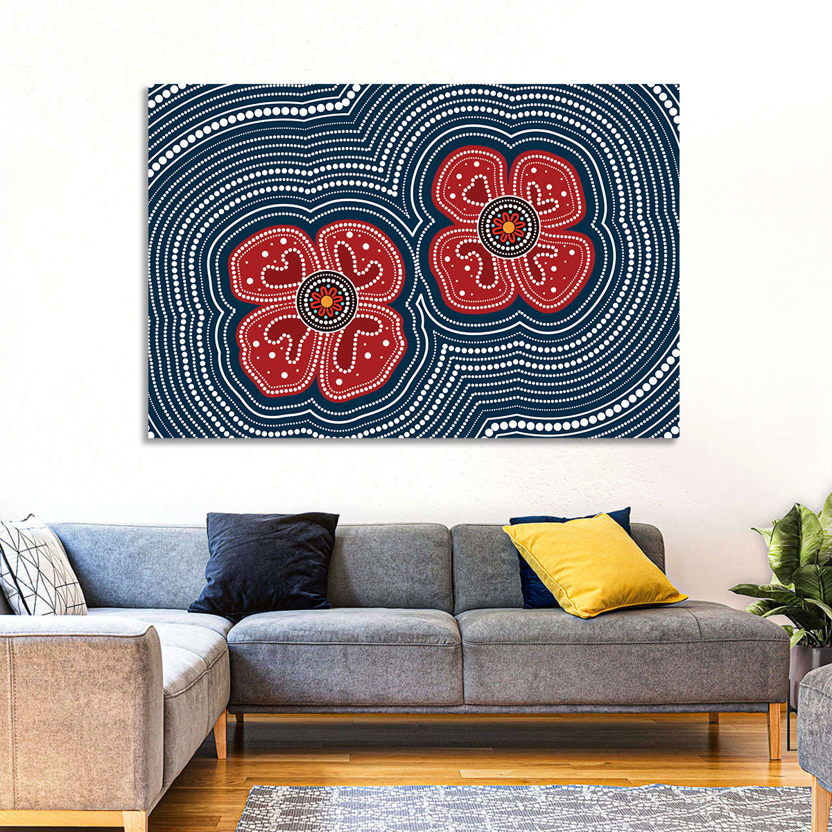 Poppy Flowers Aboriginal Wall Art