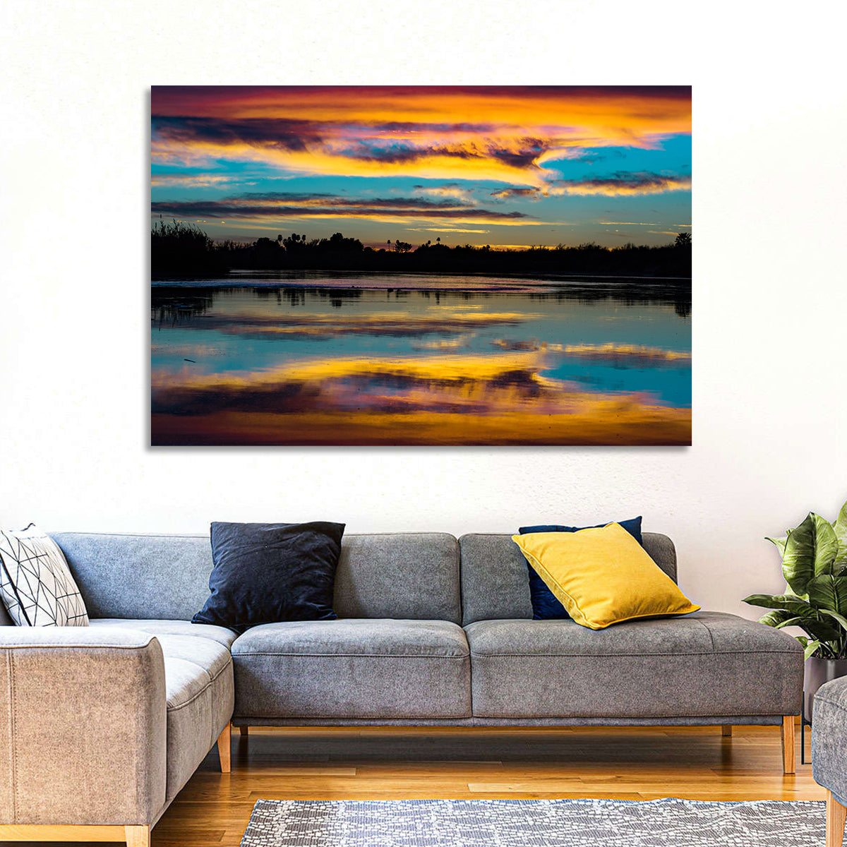 Colorado River Dusk Reflection Wall Art in a room, landscape