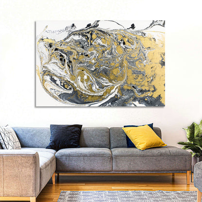Metallic Gold Marbled Abstract Wall Art