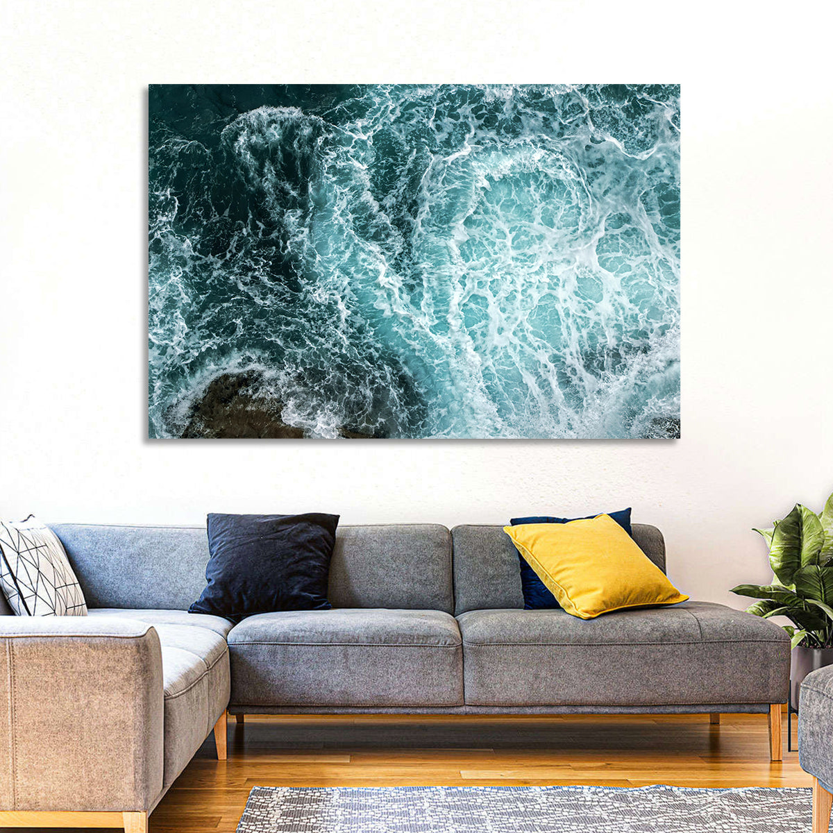 Aerial Ocean Waves with Sea Foam Wall Art