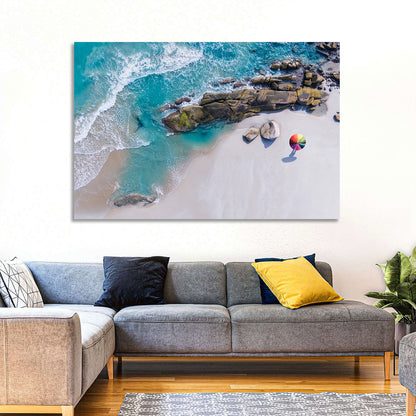 Aerial Beach with Rainbow Umbrella Wall Art
