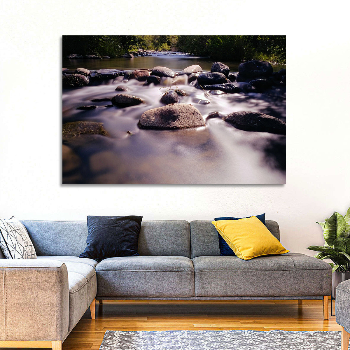 Truckee River Sunlit Rocks Wall Art