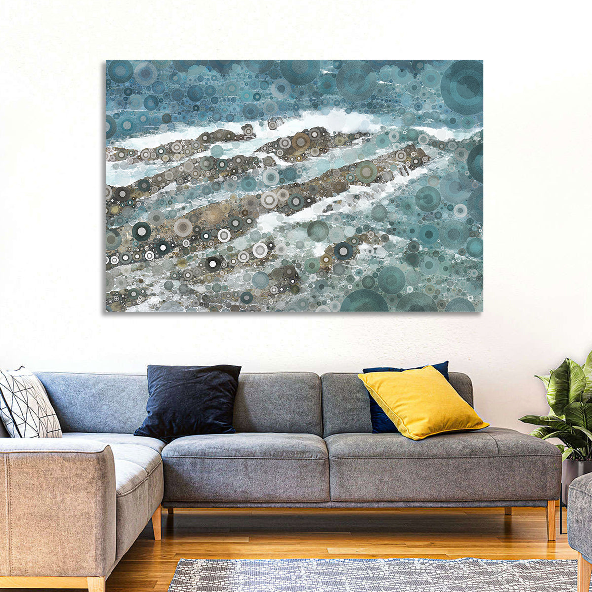 Teal Mosaic Ocean Wave Wall Art