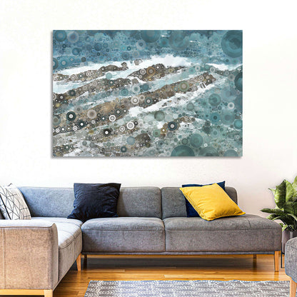 Teal Mosaic Ocean Wave Wall Art