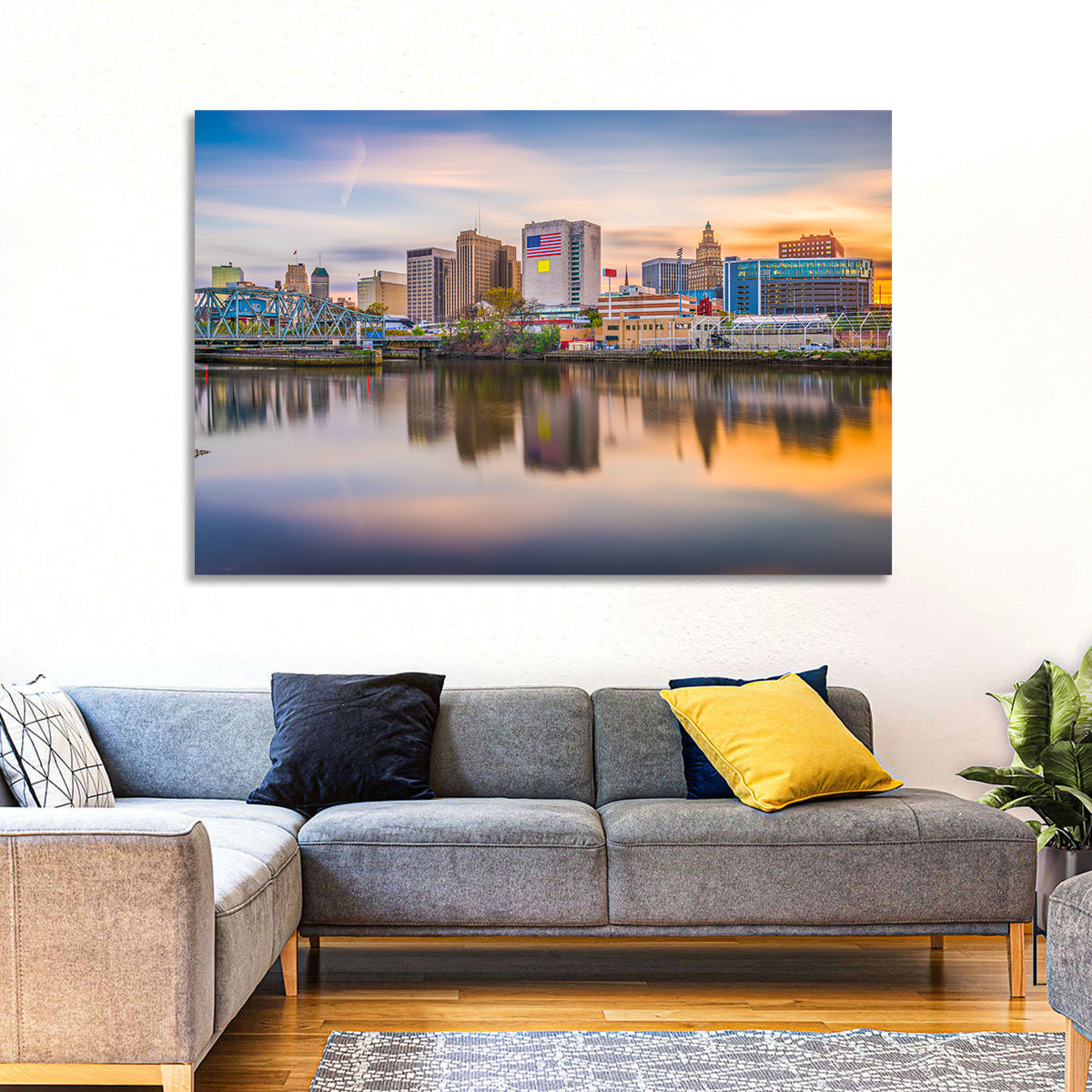 Providence Skyline at Golden Hour Wall Art