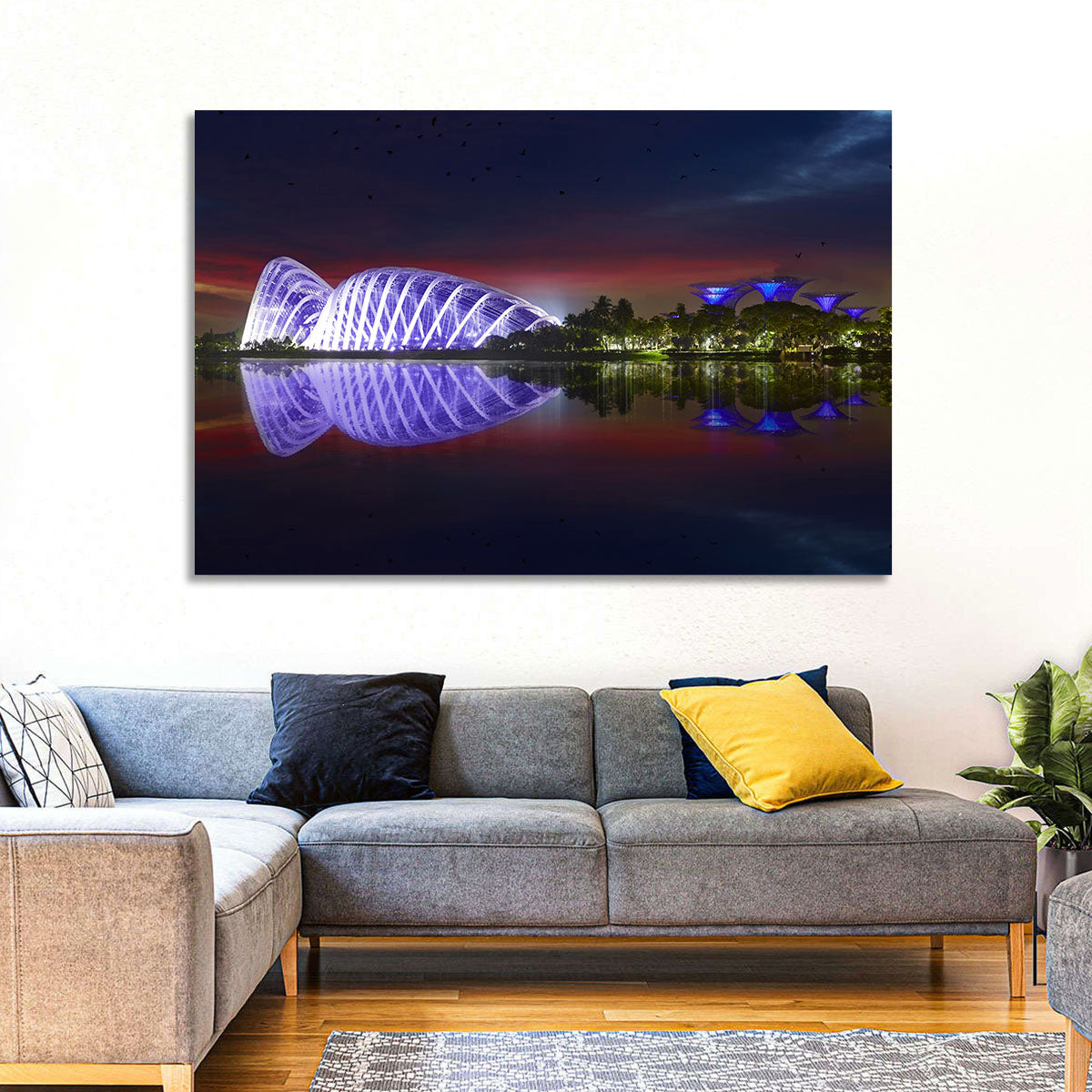 Gardens by the Bay Night Reflection Wall Art