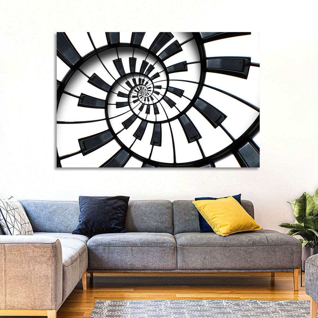 Recursive Spiral Piano Keys Wall Art