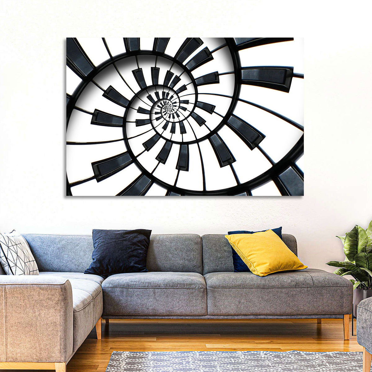 Recursive Spiral Piano Keys Wall Art