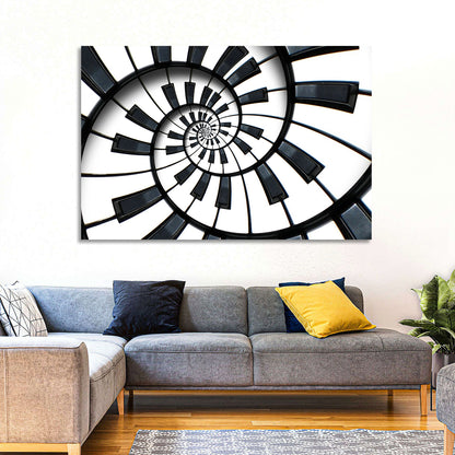 Recursive Spiral Piano Keys Wall Art