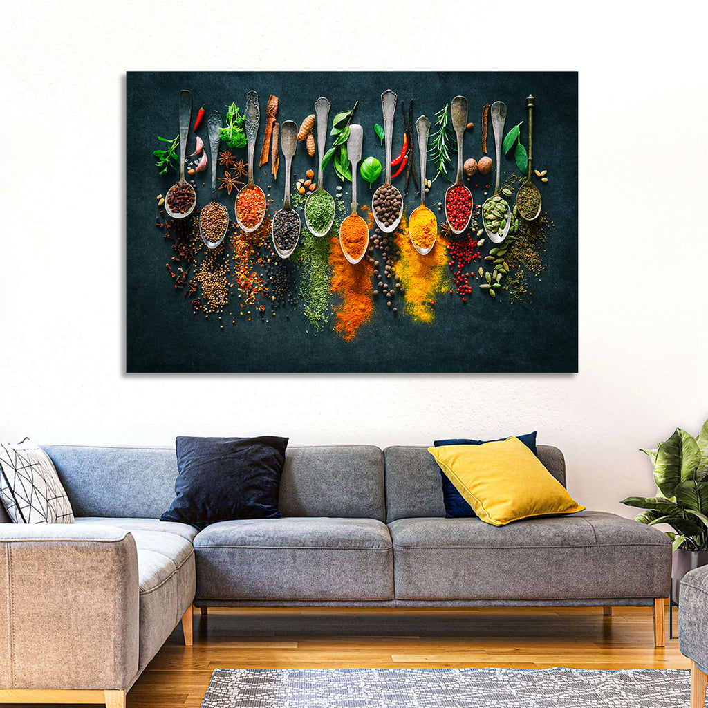 Assorted Spices and Spoons Wall Art