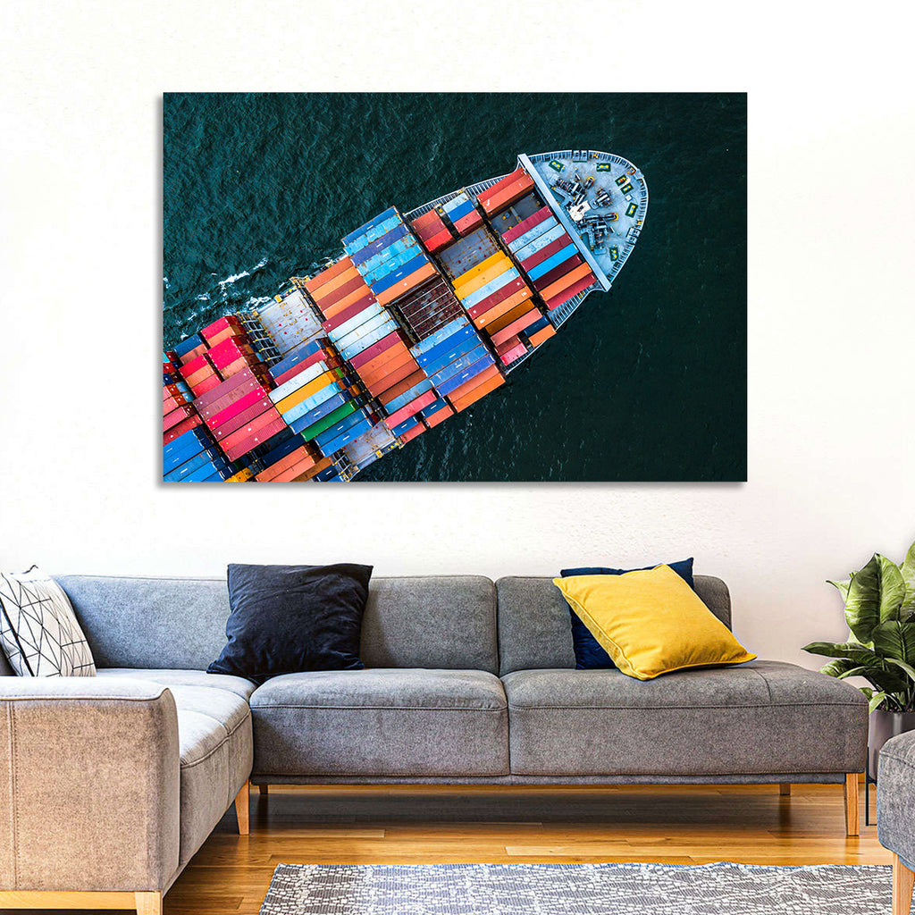 Container Ship Aerial View Wall Art
