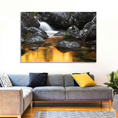 Golden Stream Waterfall Wall Art