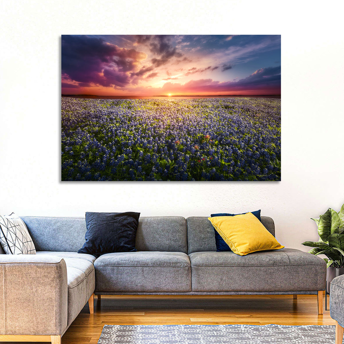 Texas Bluebonnet Sunset Wall Art