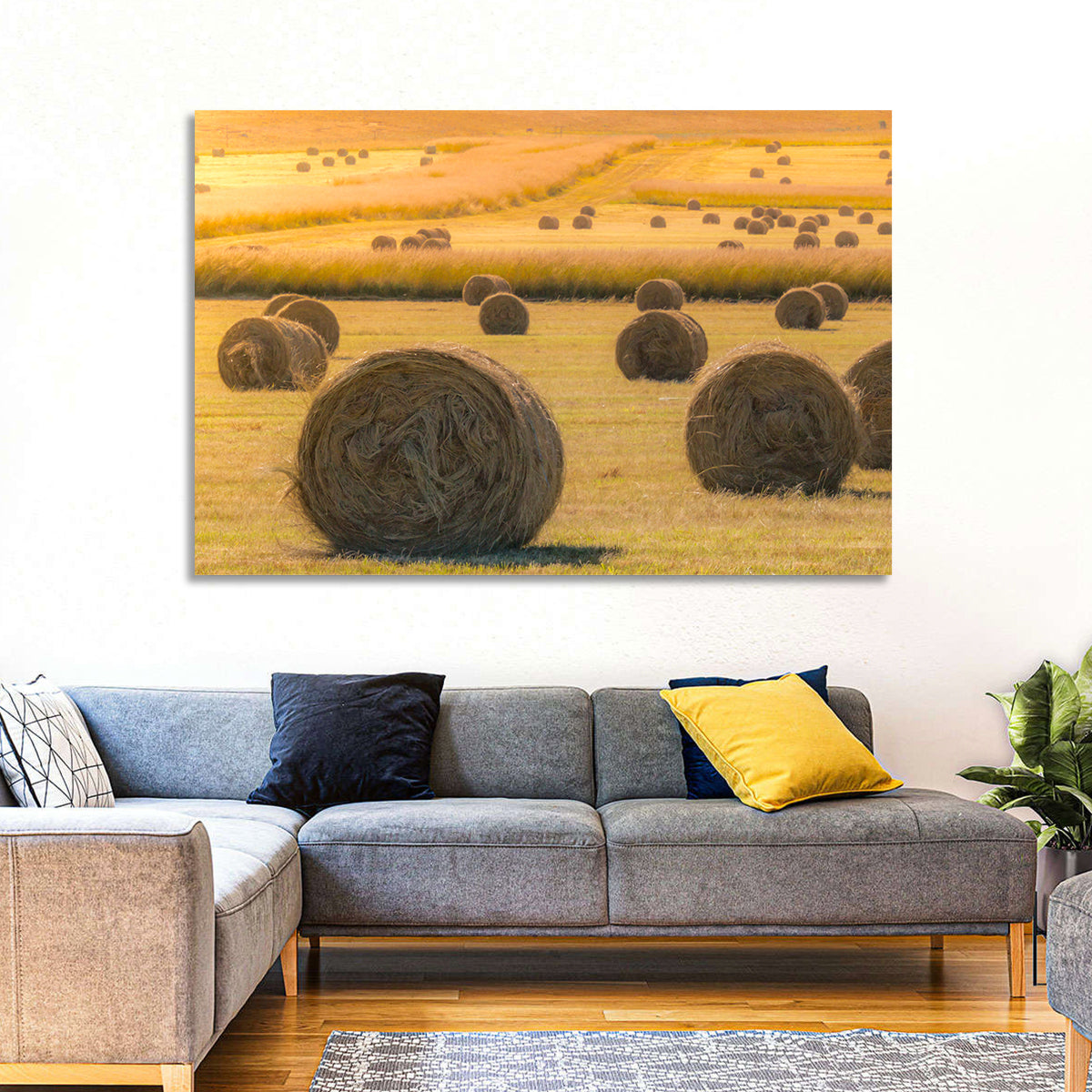 Hay Bales at Golden Hour Wall Art