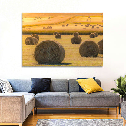 Hay Bales at Golden Hour Wall Art