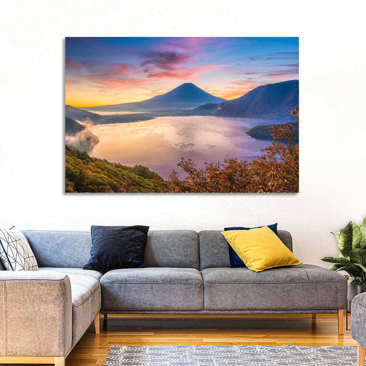 Mount Fuji at Lake Motosu, Autumn Sunrise Wall Art