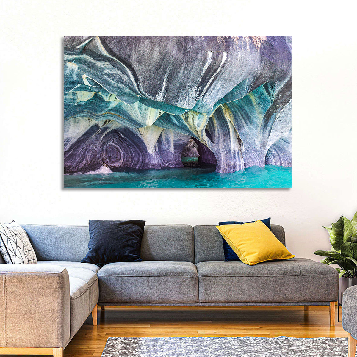Marble Caves of Lake General Carrera Wall Art in a room, landscape