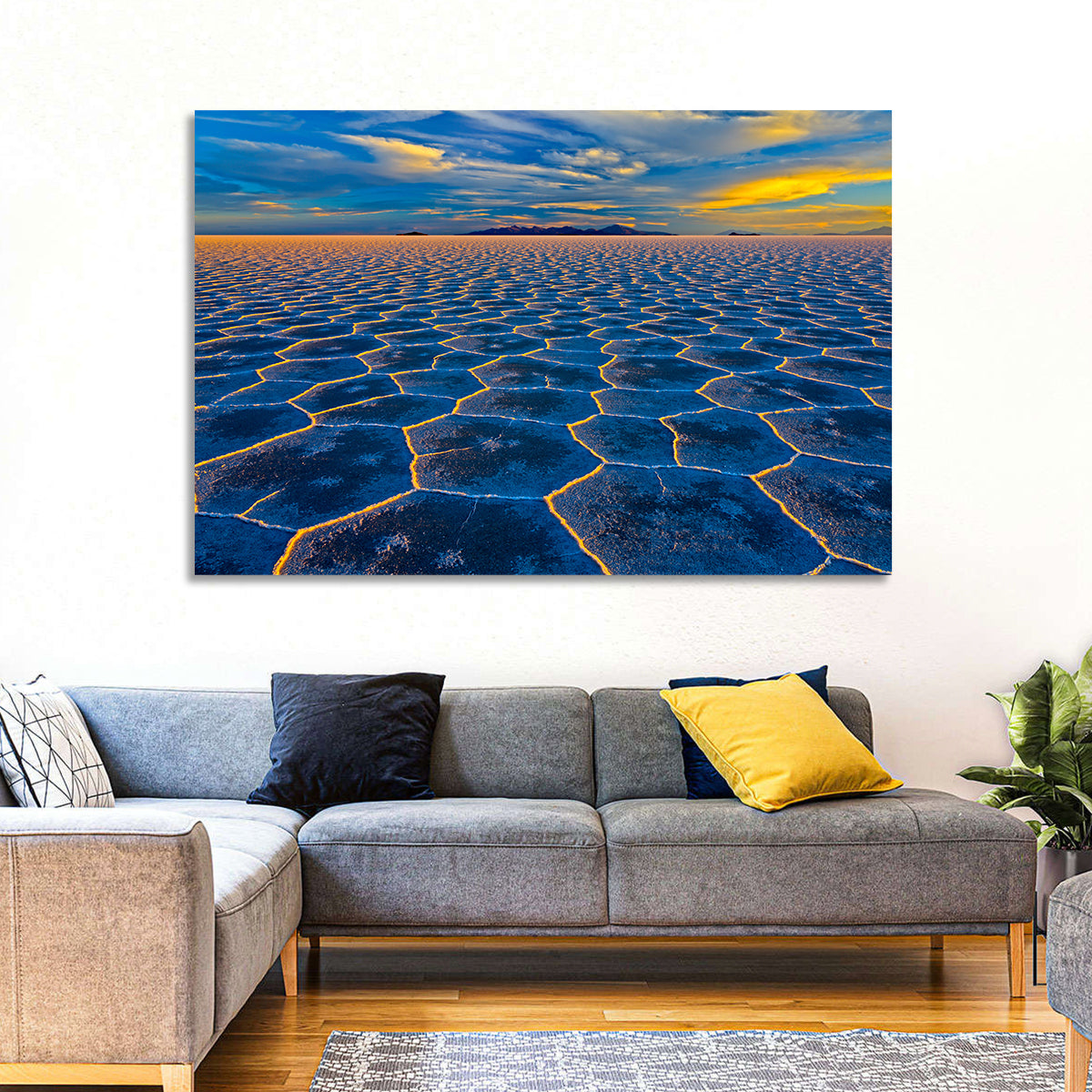 Salar De Uyuni Salt Flats at Sunset Wall Art