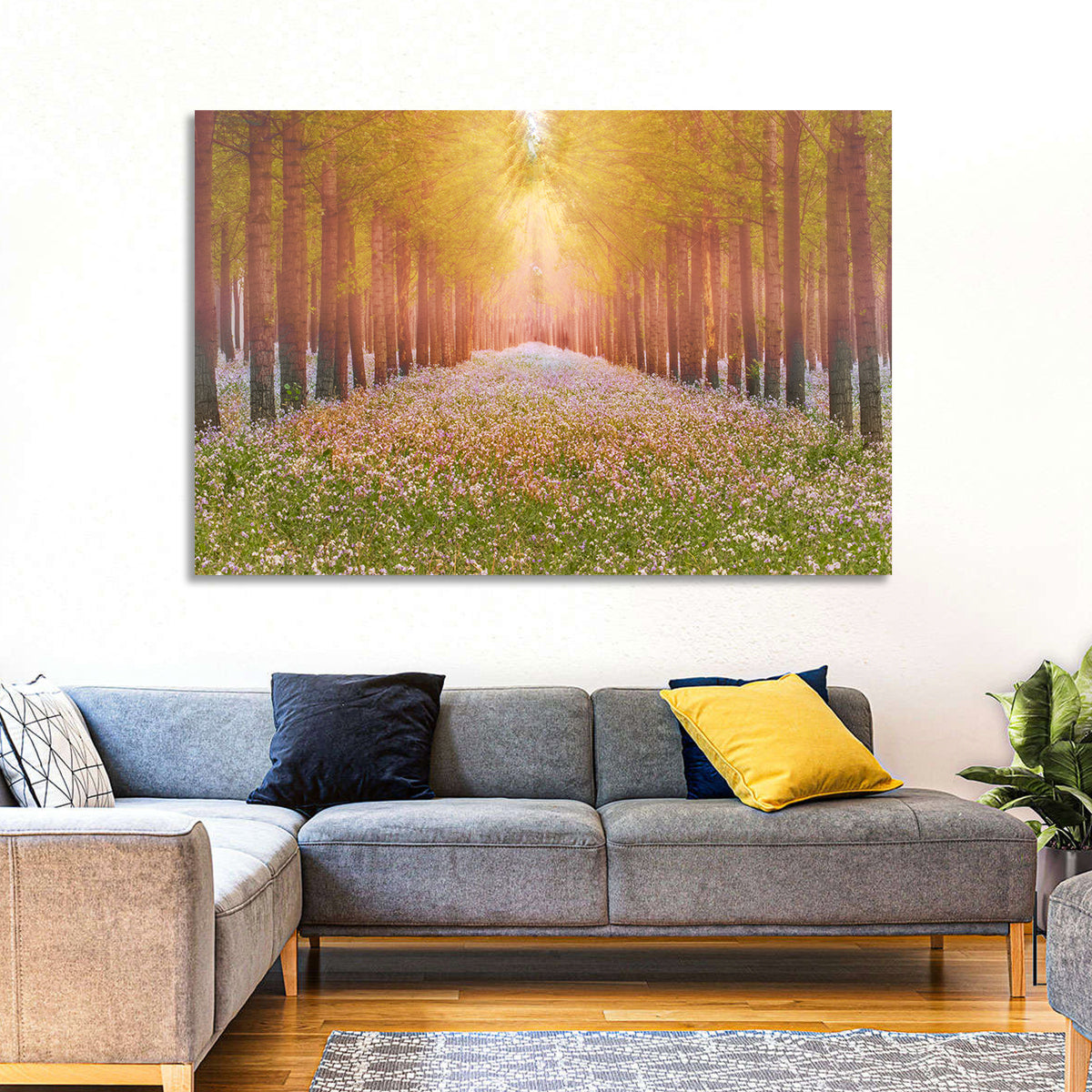 Golden Morning Forest Path Wall Art