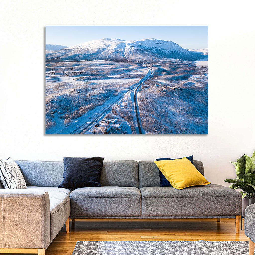 Snowy Valley with Parallel Tracks Wall Art