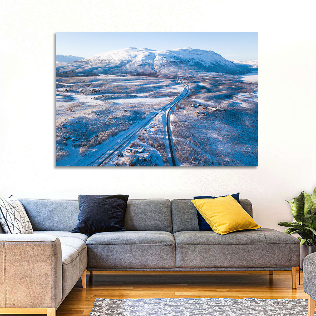 Snowy Valley with Parallel Tracks Wall Art