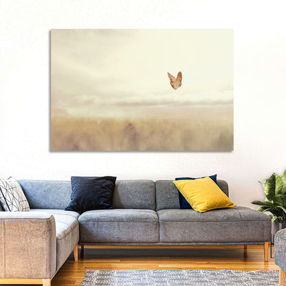 Monarch Over Beige Field Wall Art