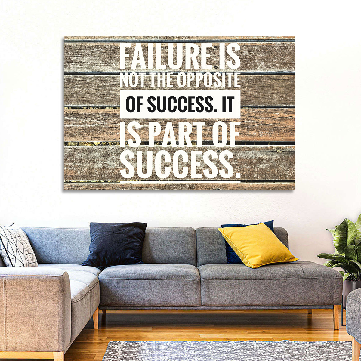 Failure Is Part of Success Rustic Typography Wall Art