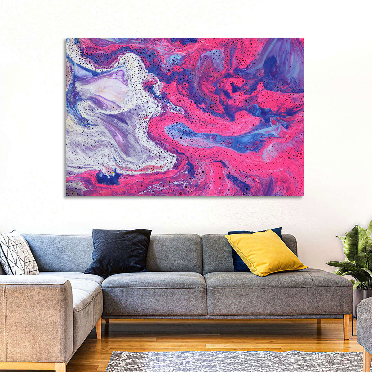 Magenta Bubble Fluid Abstraction Wall Art