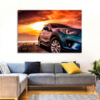 Suv on Pier at Sunset Wall Art