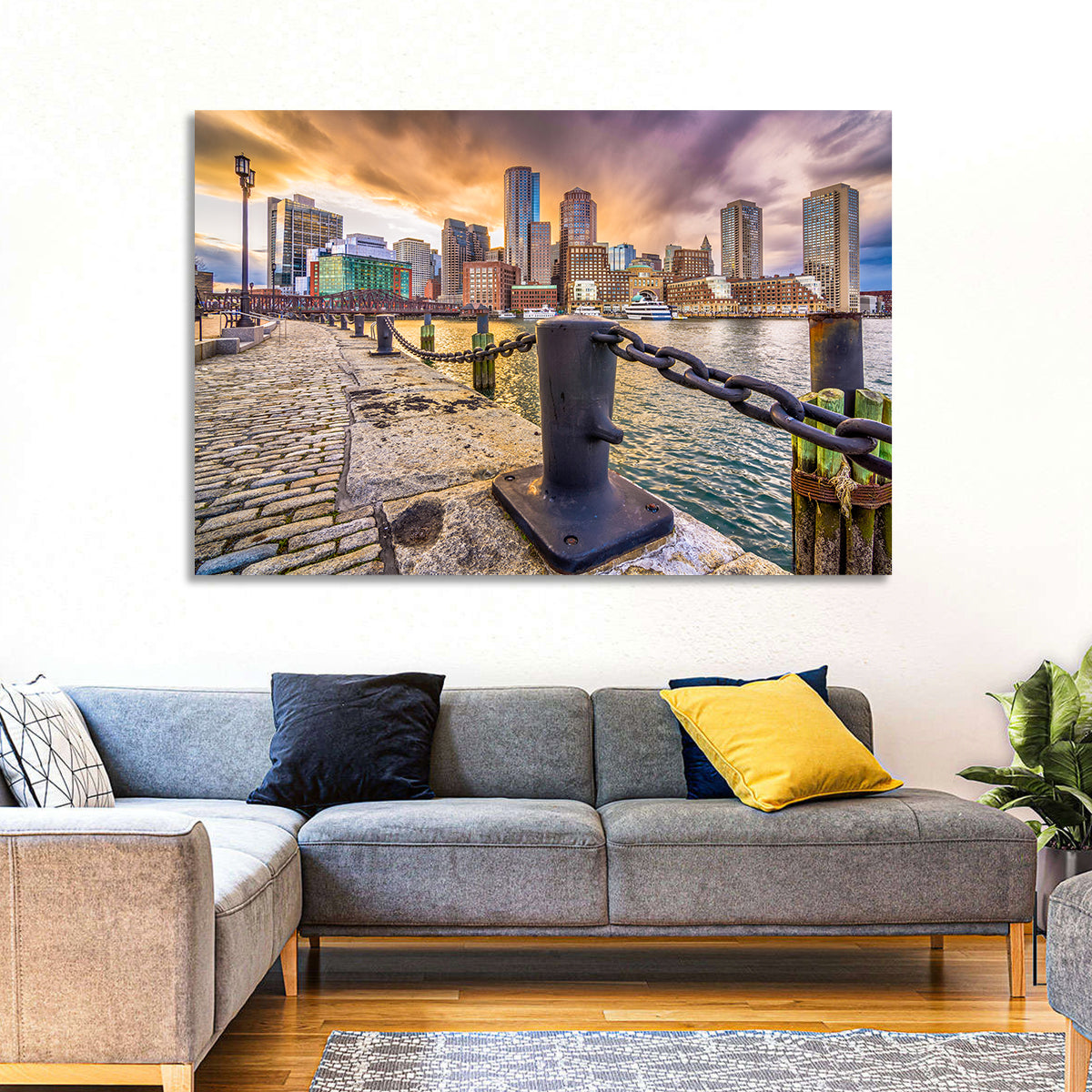 Boston Harbor at Dusk Wall Art