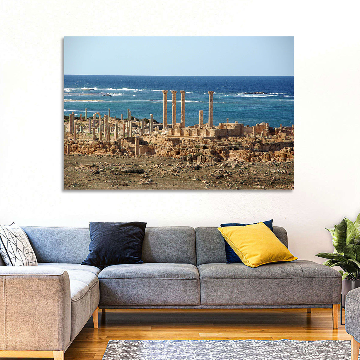 Leptis Magna Coastal Ruins Wall Art in a room, landscape