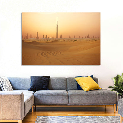 Dubai Skyline at Sunset Wall Art