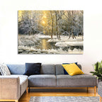 Sunlit Winter Cabin Wall Art