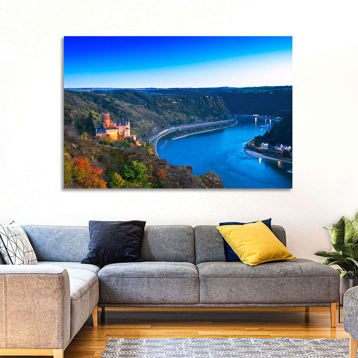 Rhine Valley at Dusk Wall Art in a room, landscape