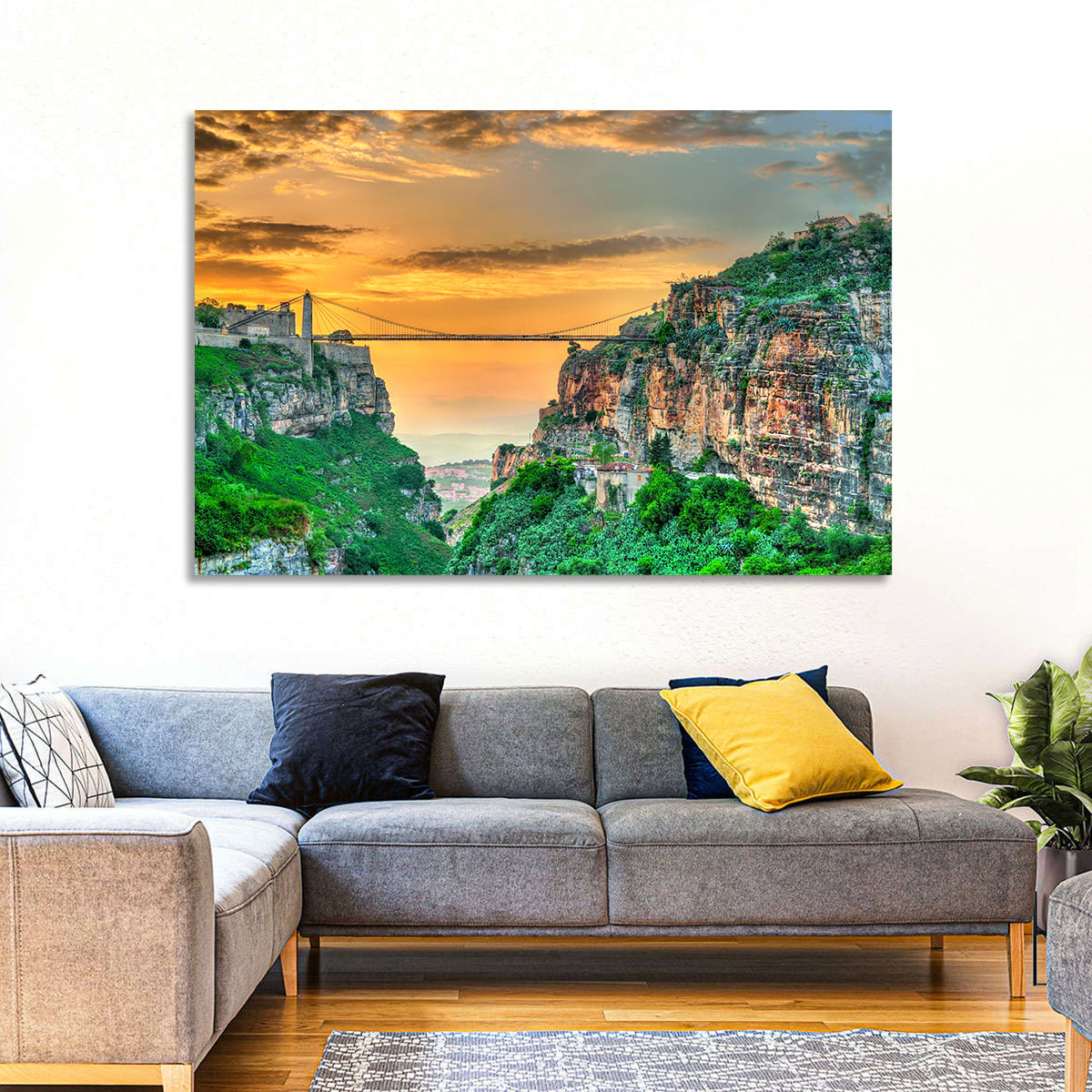 Sidi M'cid Bridge Over Constantine Canyon Wall Art in a room, landscape