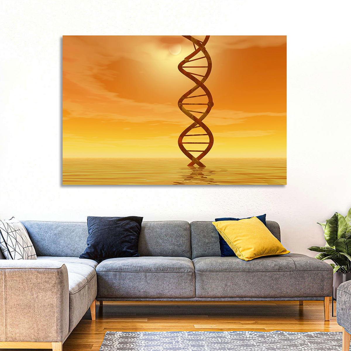 Dna Helix at Sunset Wall Art in a room, landscape