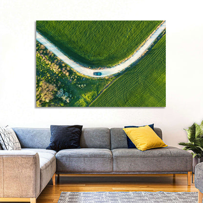 Aerial Farm Fields at Golden Hour Wall Art